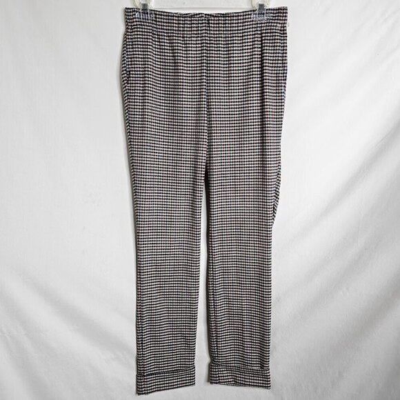 J. JILL Trousers Pants MULTICOLOR Houndstooth Plaid size 4 Pull On Preppy Twee - Picture 2 of 7